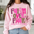 thumbnail image 5 of Breast Cancer Awareness Shirt, Faith Over Fear Sweatshirt, Pink Ribbon Leopard Print Hoodie and T-Shirt, October Support Gift for Women, 5 of 9