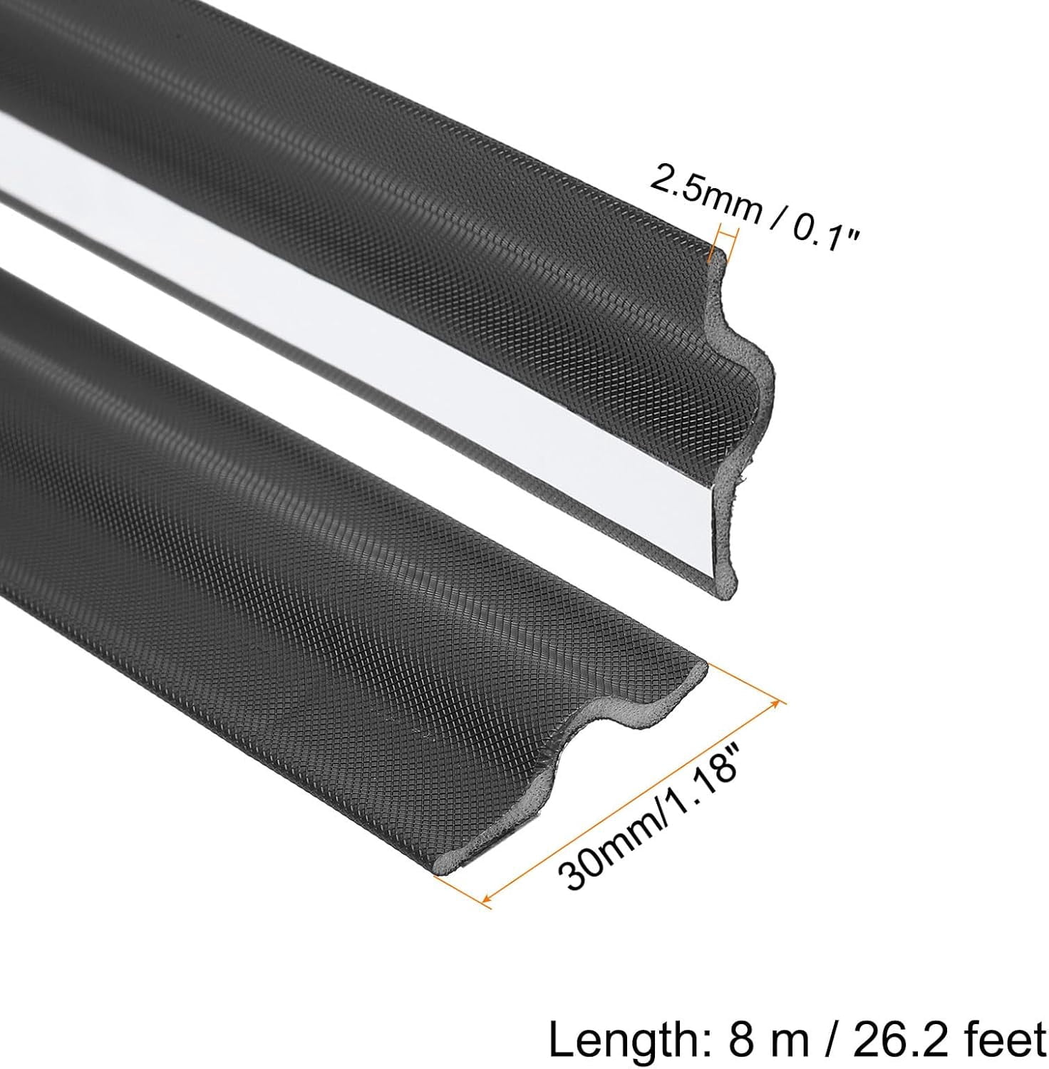FRKSMD-26 Feet Window Weather Stripping Door Seal, Self Adhesive PU Foam Weather Strip V-Shaped Soundproof Door Insulation Strip for Sliding Doors and Windows, Black