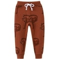 thumbnail image 4 of HOMADLES Toddler Boys Athletic Joggers Pants Fashion Print StretchComfortable Outdoor Drawstring Casual Pants Brown 4 T, 4 of 9