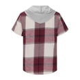 thumbnail image 5 of ALLLIST Red Mens Tops Under $5 Crew Neck Short Sleeve Plaid Casual Button T-Shirts with Pocket Shirts for Men, 5 of 5