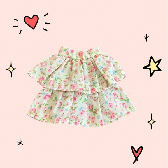 Lol Surprise doll OMG Bartz White Floral Skirt Doll Clothing Tutu Tiered Ruffle Short Mini
