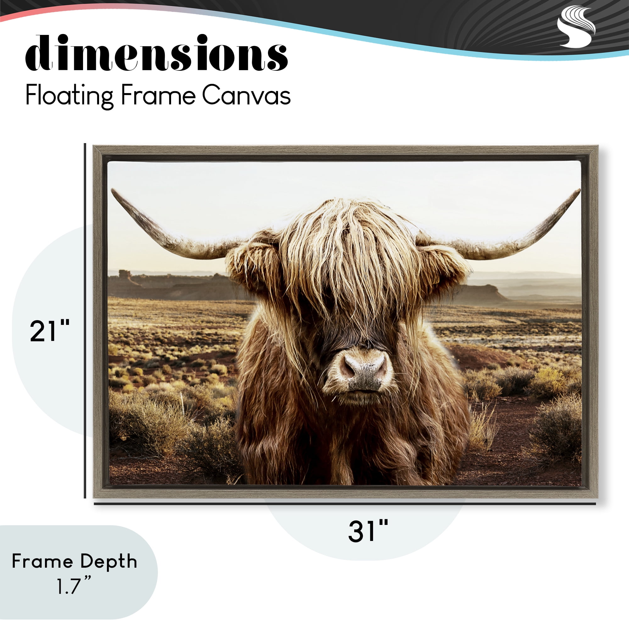 Stupell Industries Rugged Vegetation Cattle Portrait Brown Framed Floater Canvas Wall Art, design by CAD Designs