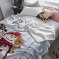 thumbnail image 3 of Christmas Throw Flannel Blanket 60x80In Cute Winter Snowman Snowing Scenery Wood Grain Super Soft Cozy Bed Blanket, Lightweight Plush Fuzzy Bed Throw for Bedroom Sofa Couch Living Room, 3 of 4