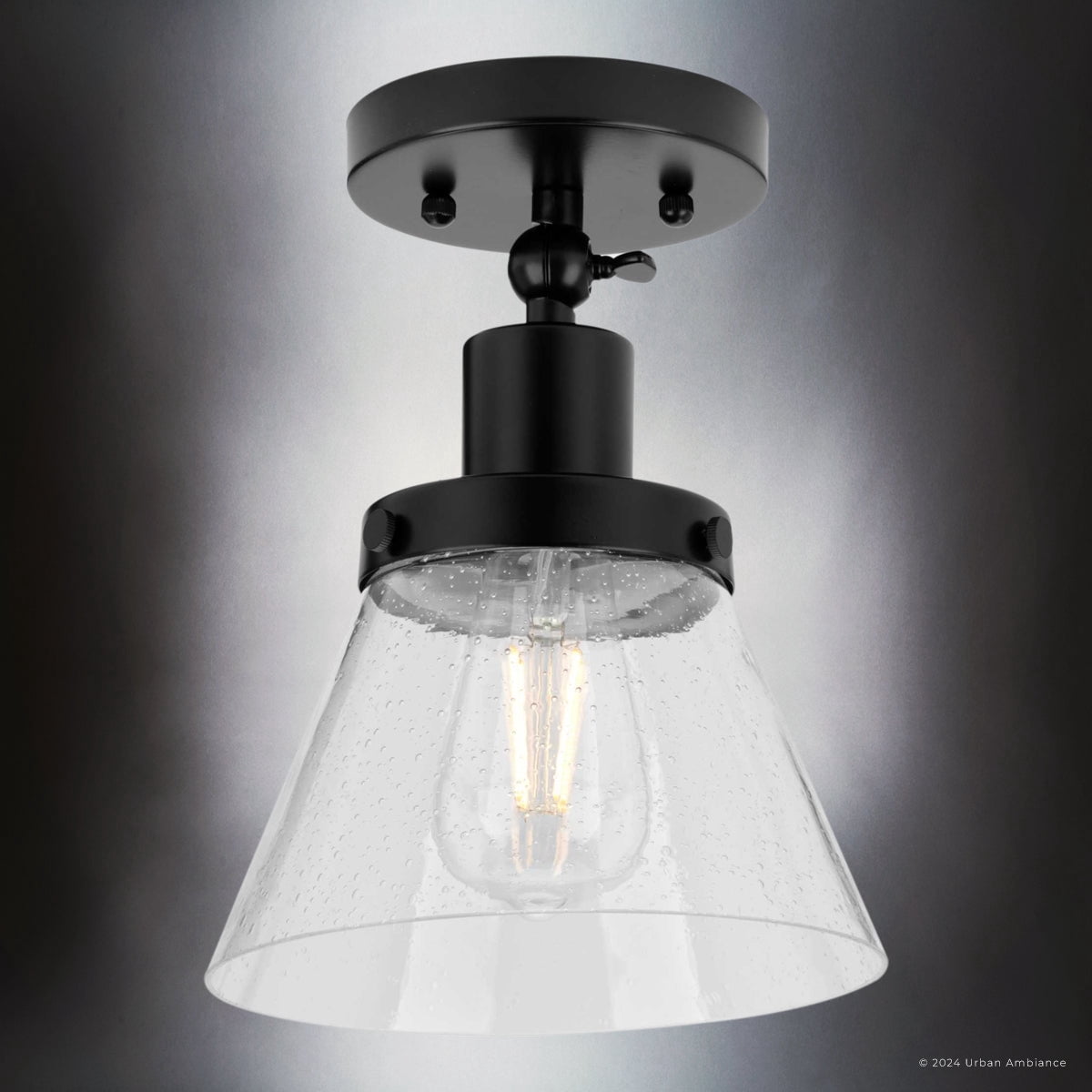 Luxury Modern Farmhouse Ceiling Light, Matte Black, UHP4661