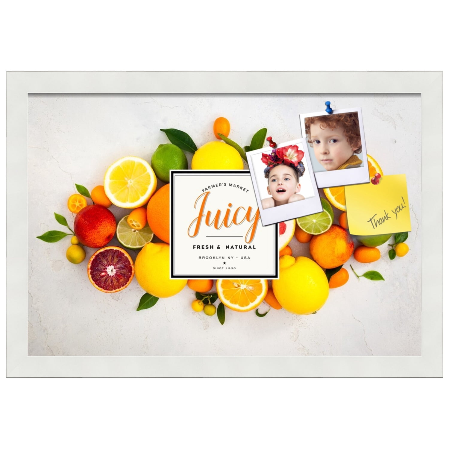 PinPix 18x12 Custom Cork Bulletin Board Fruit Poster Board Has a Fabric Style Canvas Finish, Framed in Fruit, by ArtToFrames (PinPix-1362)
