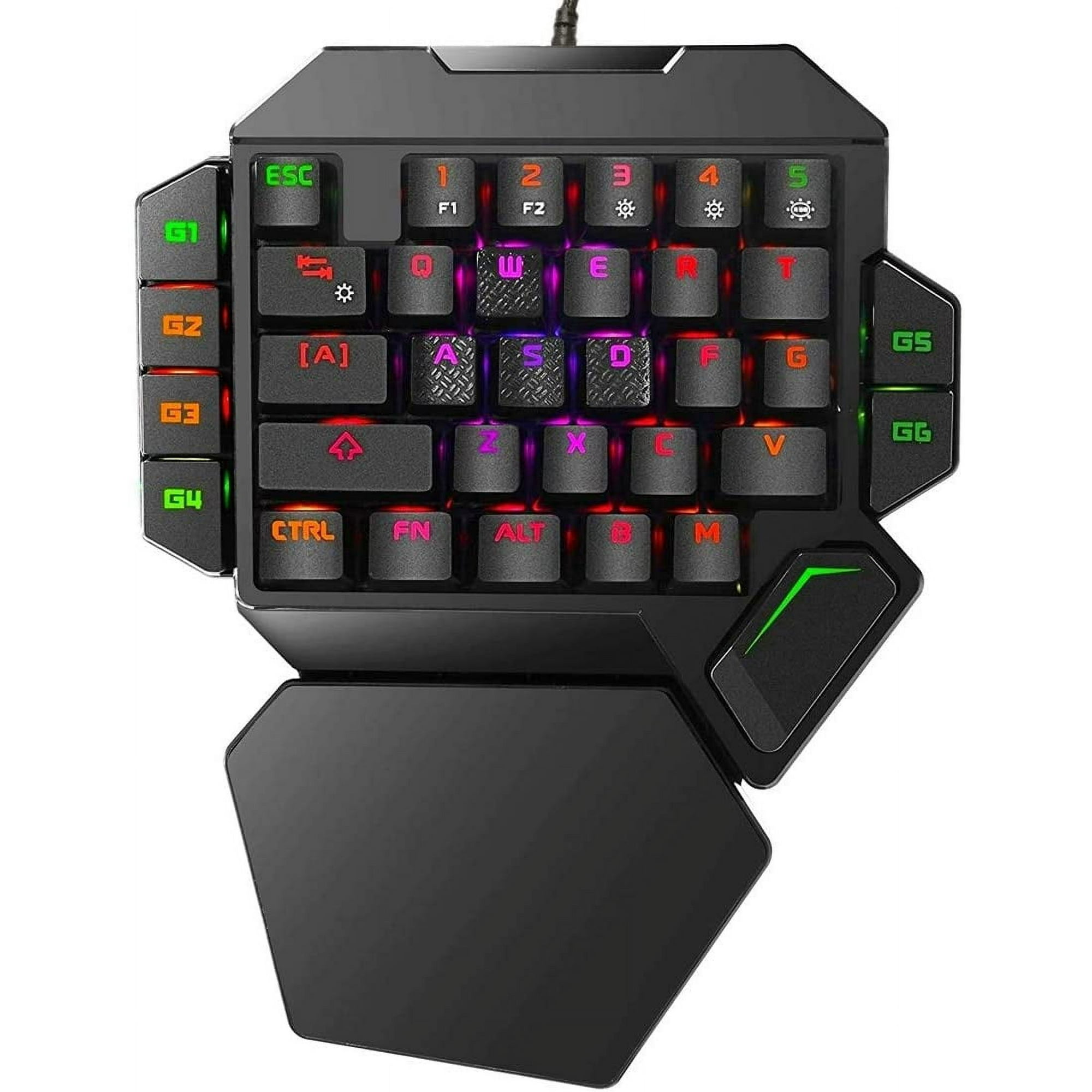 RGB One Handed Mechanical Gaming Keyboard,Colorful Backlit,Wrist