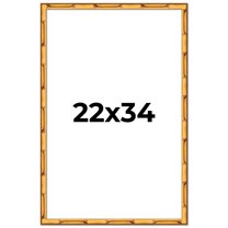 22x34 Frame Gold Bamboo Solid Wood Picture Frame | 1 Inch Moulding Width | Interior Frame Depth