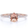 thumbnail image 1 of JeenMata Anillo de Compromiso de 1 Quilate con Morganita de Tres Piedras Creada en Color Melocotón en Oro Rosa de 18 K sobre Plata, 1 of 6