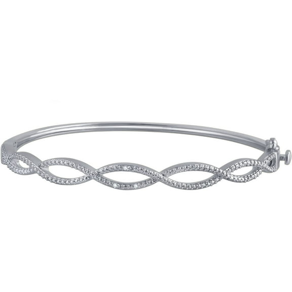 Arista Diamond Accent Silver Tone Over Brass Fashion Bangle