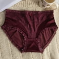 thumbnail image 4 of Womens Underwear Bikini Women's Lace Underwear Mid-Waisted Ice Silk Full Cover Underwear Soft Satin High Waisted Panties Lightweight Breathable Underpant Briefs Cute Panties Wine M, 4 of 4