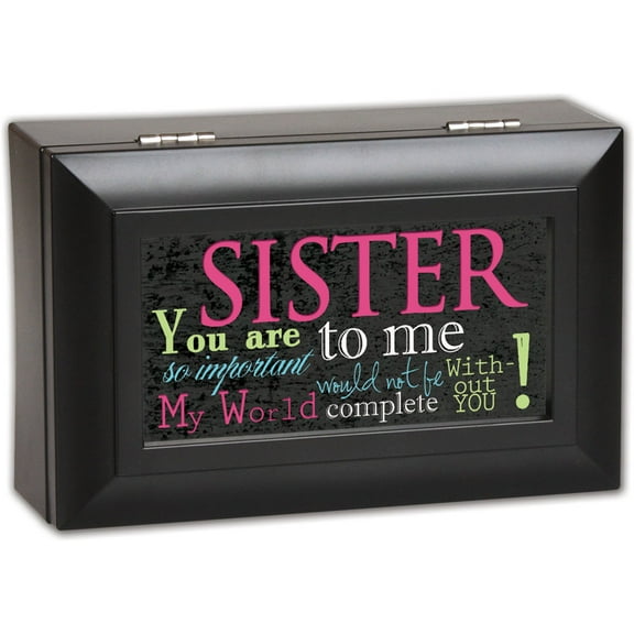Cottage Garden Sister Matte Black Petite Music Box / Jewelry Box Plays You Li...