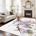 thumbnail image 3 of Bird Flowers Large Area Rugs for Bedroom Living Room, Non Slip Carpet Bedside Rug, Purple Lavender Pastoral Pastel Watercolor Rectangular Floor Cover Kitchen Accent Rug 8'x10' for Dining Room/Office, 3 of 9