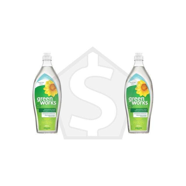 Lot de 2 - Savon Liquide à Vaisselle GREEN WORKS (650 ml) - Non Parfumé