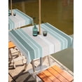 thumbnail image 2 of nqOlkjepod Teal Aqua Stripes Outdoor Tablecloth with Umbrella Hole & Zipper, Minimalist Abstract Vertical Lines Square Table Cover 60x60 Inch, Dining Waterproof Table Cloth Protector for Patio/Party, 2 of 7
