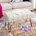thumbnail image 5 of Hauteloom Tugbong Entrway Bench, Bedroom Bench - Cotton - Cream, White, Off White - Tassel - 18" x 32" x 16", 5 of 10