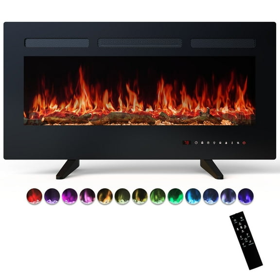 LIFERECORD 36 Inch Electric Fireplace in-Wall Recessed and Wall Mounted, Low-Noise Fireplace Heater with 13 Flame Colors, 12-Hour Timer, 1500W