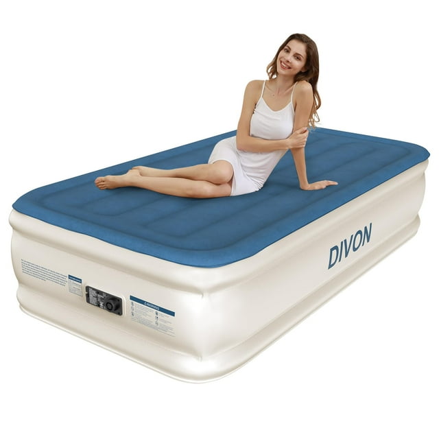 Colchón inflable DIVON Twin Raised con bomba integrada de 18 pulgadas