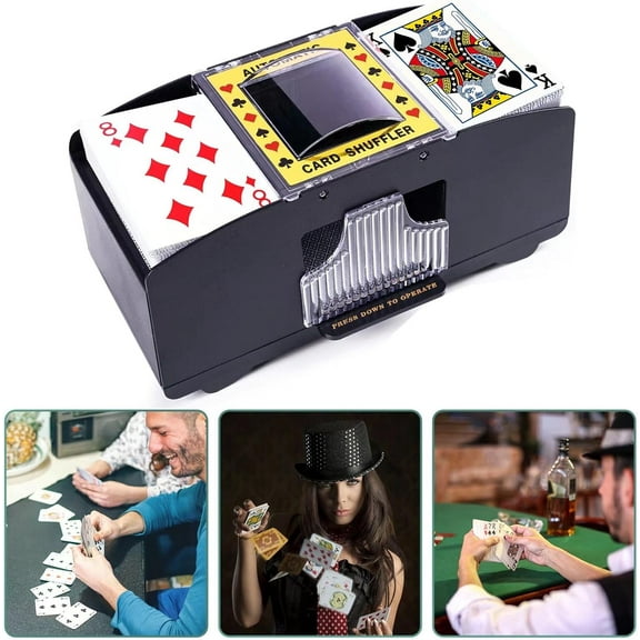 Card Shuffler 2 Deck, Battery Powered Playing Card Machine for Poker, Blackjack, UNO, Texas Hold'em, Automatic Card Dealer for Home Game Night