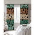 thumbnail image 2 of Teal Green Brown Blackout Curtains 45 Inches Long, Kitchen Black Out Window Treatments, Farmhouse Dog Paw Vintage Thermal Insulated Lined Drapes for Small Window with Grommet 42"x45", 2 of 8