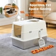 thumbnail image 5 of XL Stainless Steel Litter Box with Lid - Easy Clean Non-Sticky Metal Pan for Big Cats, High Sided Enclosed  Toilet with Scoop and Odor Control (White), 5 of 8