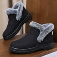 thumbnail image 3 of Platform Winter Boots for Women Slip on Suede High Top Loafers Plush Lined Snow Booties Casual Warm Comfy Outdoor Flat Walking Shoes Black Size 9, 3 of 6