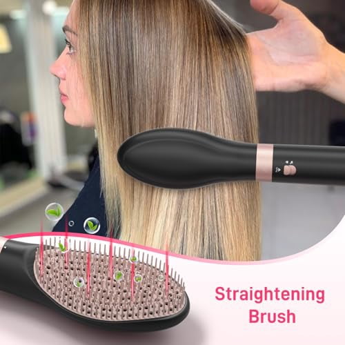 5 in 1 Dual Voltage Hot Air Styler, Professional Hair Dryer Brush for Fast Drying, Curling, Straightening & Volumizing Low Heat Damage, Negative Ions