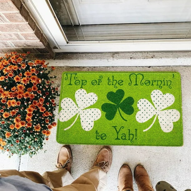 Felpudo del Día de San Patricio | Alfombra verde de 40 x 60 cm para entrada | Alfombra de baño de poliéster superabsorbente | Base de goma antideslizante | Alfombra lavable para baño, cocina, lavande
