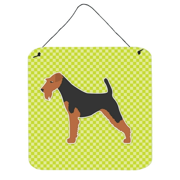 Carolines Treasures BB3785DS66 Welsh Terrier Checkerboard Green Wall or Door Hanging Prints