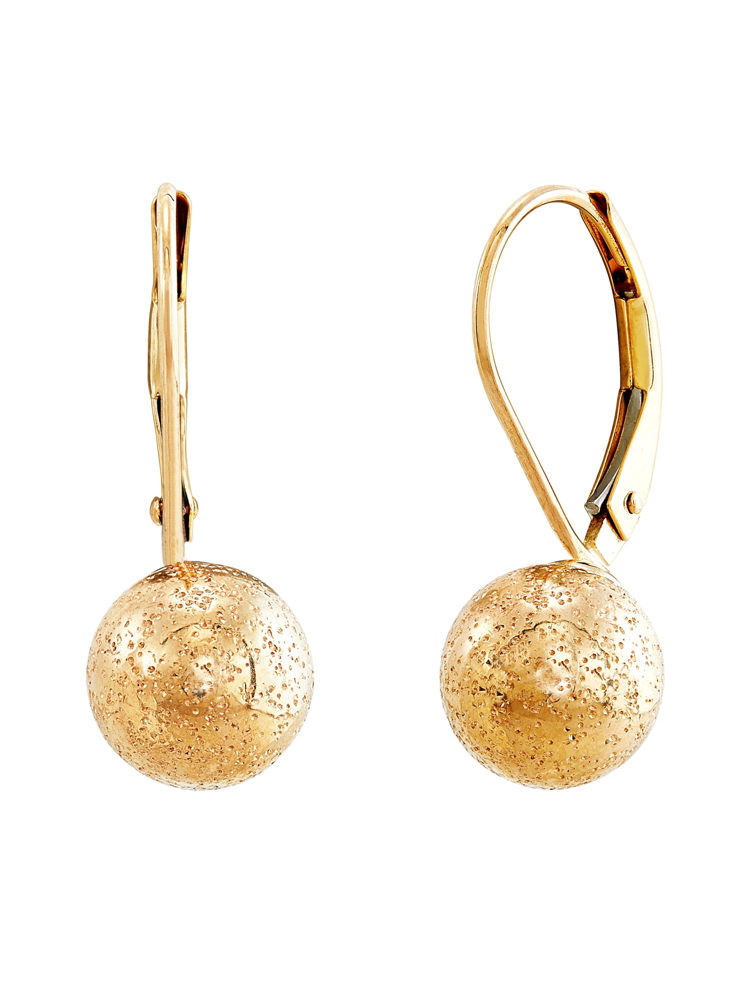 Brilliance Fine Jewelry 10kt Yellow Gold Glitter Bead Ball Leverback Earrings