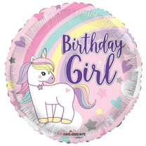 18 inch Kaleidoscope Birthday Girl Unicorn Foil Mylar Balloon - Party Supplies Decorations