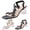 Beige, variant on Women Clear Block Sandals Fashion Rhinestone Elastic Ankle Strap Chunky Heels Sexy Elegant Square Toe Party Wedding Shoes Black Size 8