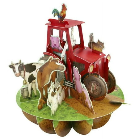 Notes & Queries Farm Animals and Red Tractor 3D Pop Up Santoro Pirouettes Blank Note Card