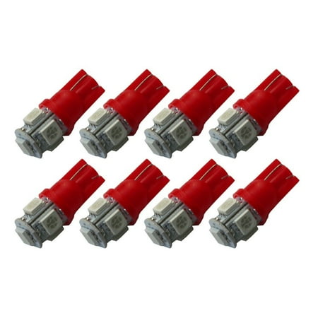 - 10pcs W5w 194 168 2825 T10 Wedge 5-smd 5050 White High Power Car Led Lights Bulb