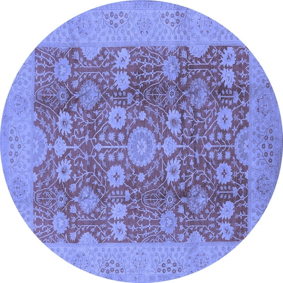 Ahgly Company Indoor Round Oriental Blue Industrial Area Rugs, 7' Round