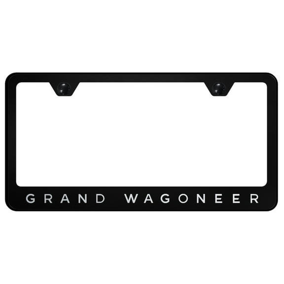 Jeep Grand Wagoneer Laser Etched Logo Stainless Steel License Plate Frame (Black)