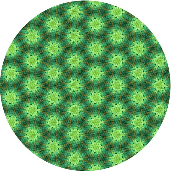 Ahgly Company Indoor Round Patterned ForestGreen Area Rugs, 4' Round