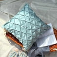 thumbnail image 3 of Toss Pillow Cover, Blue 14"x14" (35x35 cm) Cushion Cover, Satin Textured & Pintucks Throw Pillow Cover&nbsp;For Sofa, Solid Color Pattern Modern Style - Sea Crunch, 3 of 12