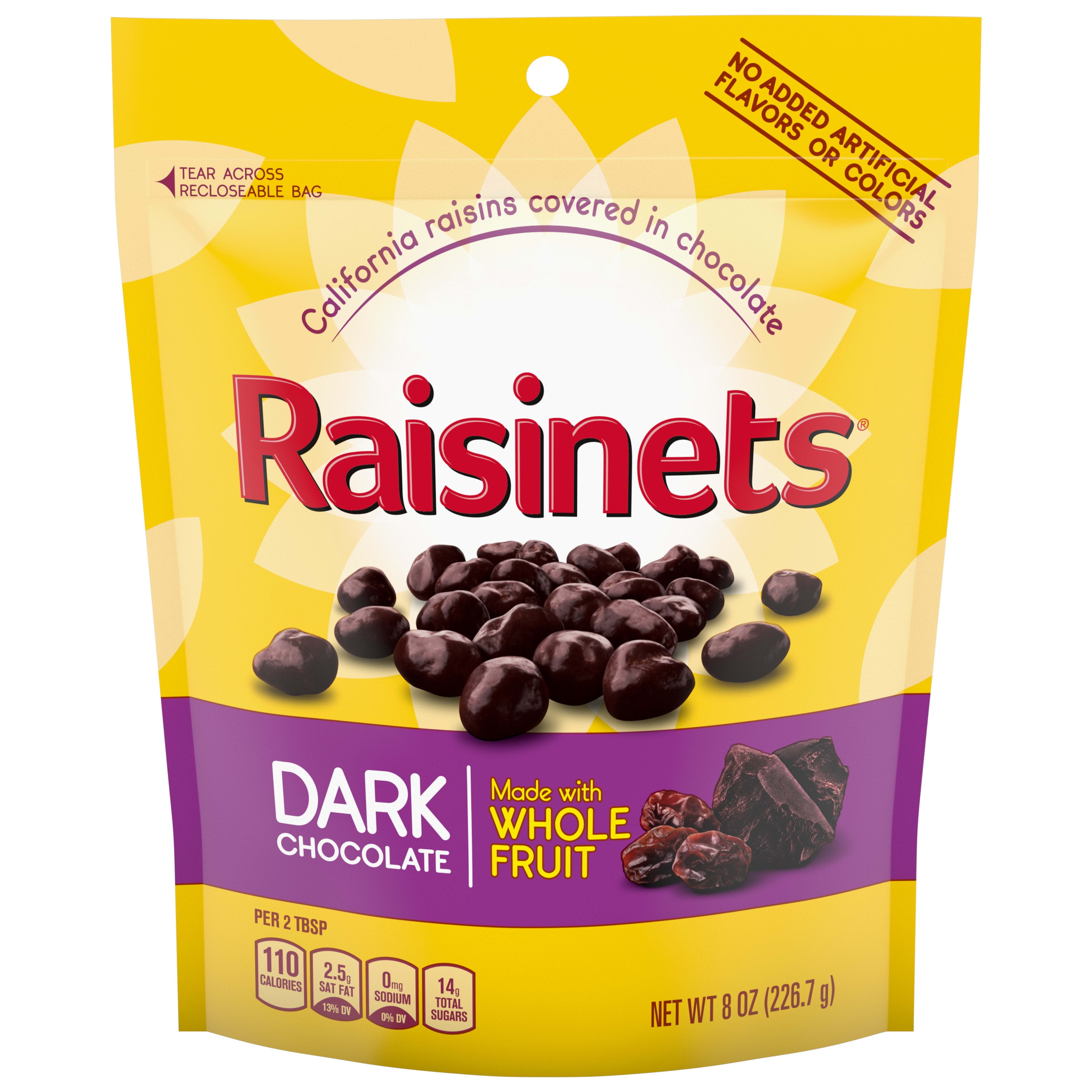 Raisinets Dark-Chocolate-Covered California Raisins, Easter Basket Stuffers, Resealable Bag, 8.0 oz