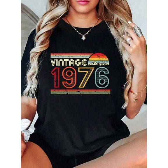 100% Cotton 1976 Vintage Shirt, Birthday Gift Tee. Retro Style T-Shirt