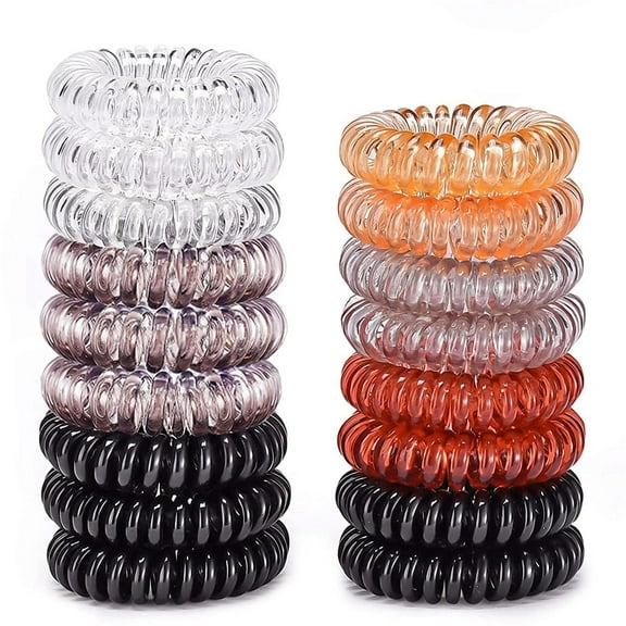 NOGIS 16Pcs Spiral Hair Ties, No Crease Coil Hair Ties, Phone Cord Hair Ties for Thick Hair - Women Ponytail Holder Elastics (Multicolor)