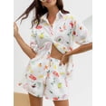 thumbnail image 2 of SUNSIOM Women's Summer 2Pcs Outfits Fruit Print Short Sleeve Lapel Button Down Tops with Shorts Beach Set, 2 of 6