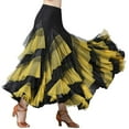 thumbnail image 2 of Long Skirt Dress Square Dance Flemish Elastic Mesh Latin Tango Dress for E Yellow, 2 of 6