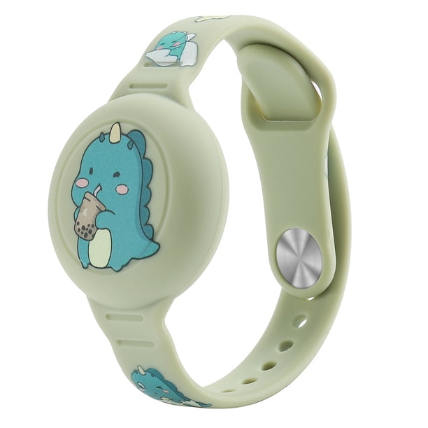 Pulsera Dibujos Animados Silicona Impermeable para AirTag (dinosaurio) Verde