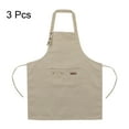 thumbnail image 3 of Uxcell 3pcs Adjustable Kitchen Cooking Aprons 80x70cm Cotton Art Apron with 2 Pockets for Women Men Chef, Khaki, 3 of 5