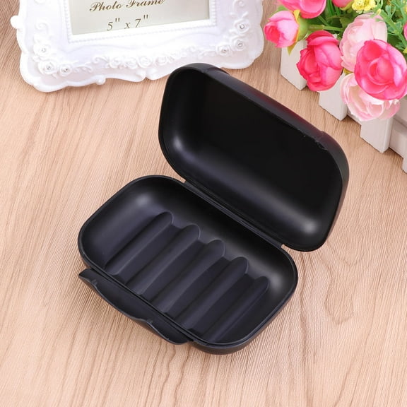 FELTECHELECTR 1 Piece Sealed Soap Case For Traveling Portable Soap Holder Black PP Plastic Rectangular Compact