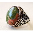 thumbnail image 5 of Unakite Jasper Mens Ring, Natural Unakite Jasper Ring, Oxidized Two Tone, 925 Silver Ring, Birthday Gift, Heavy Mens Ring, Arabic Design, Ottoman Style Ring, Christmas, Turkey Mens Signet Ring, 5 of 6