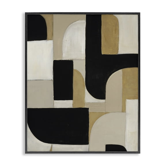 Stupell Industries Modern Black & Neutral Shapes Black Framed Giclee Art, 11 x 14, by Kippi Leonard