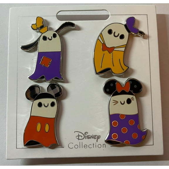 Disney Halloween 2021 Ghosts Mickey Minnie Donald Goofy Pin Set New with Card