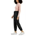 thumbnail image 2 of Tinseltown Womens Faux Leather Casual Jogger Pants, Black, Juniors, Small, 2 of 8