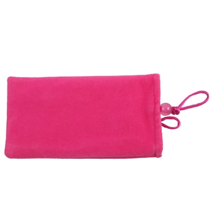 Unique Bargains New Shocking Pink Plush Top Entry Pouch Bag for
